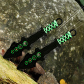 THROWFUN 6 Pack 9Cr17 stainless steel- 6.42''(length) 0.12''(thick) , throwing knives set  Full-Tang Throwing Set, with Nylon Sheath for Competition and Recreation Black Green Darts-FB-YF099-6